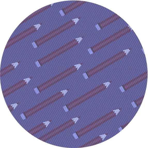 Ahgly Company Indoor Round Patterned Light Slate Blue Area Rugs, 3' Round