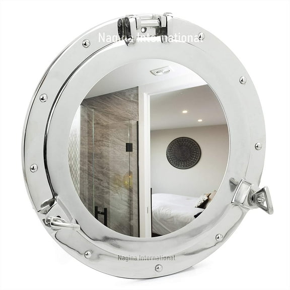 Nagina International, 50 cm Silver Porthole Wall Mirror