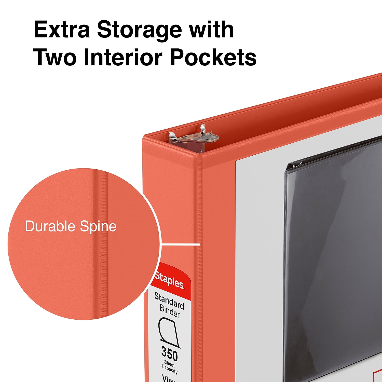 Staples Standard 1 1/2′ 3Ring View Binder Orange (26442CC) 82648