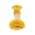thumbnail image 5 of BLISSFUL STEP Women's Faux Fur Ankle Strap Block Heel Open Toe Sandals Yellow 11, 5 of 7