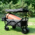 thumbnail image 2 of CoSoTower Collapsible Wagon 140L Wagons Carts Foldable with Removable Canopy, Folding Wagon Cart with Wheels for All-Terrain with Brake, Foldable Wagon with Cooler Bag, for Camping Beach Shopping, 2 of 7