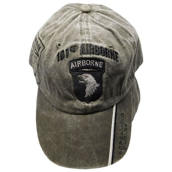 US ARMY 101ST ABN AIRBORNE DIVISION DISTRESSED VINTAGE BASEBALL CAP HAT OLIVE