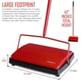 Casabella 11 Inch Wide Manual Power Carpet Sweeper and Floor Cleaner, Red