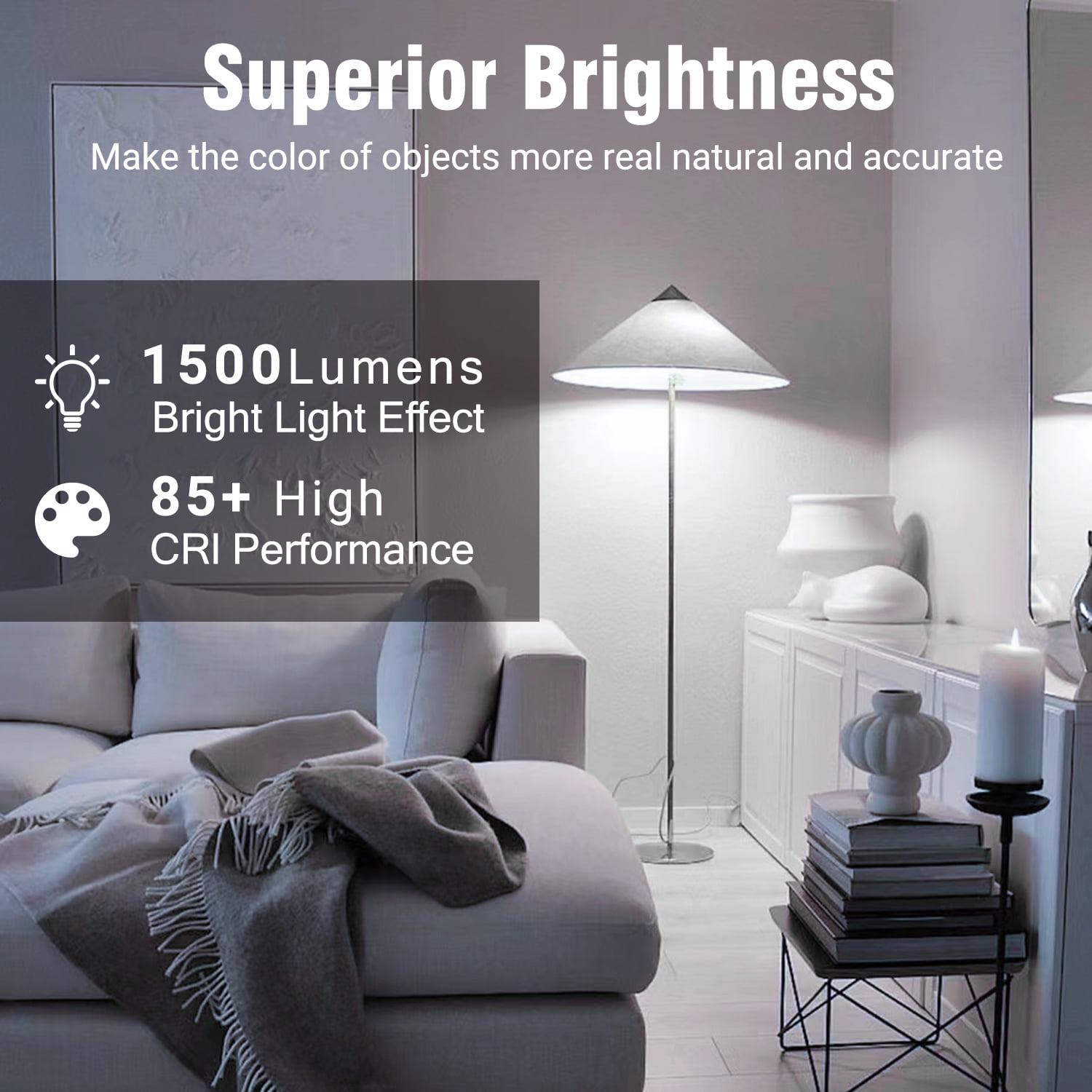 DAYBETTER A19 LED Light Bulbs, 100W Equivalent,5000K Daylight, 15W 1500 Lumens,E26 Standard Base,UL Listed,Lighting for Bedroom Living Room Home Office,24 Pack