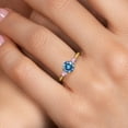 thumbnail image 4 of Gem Stone King 10K Yellow Gold Persian Blue Moissanite and Pink Lab Grown Diamond 3-Stone Ring for Women | 1.06 Cttw | Round 6MM | Gemstone Birthstone | Size 9, 4 of 6