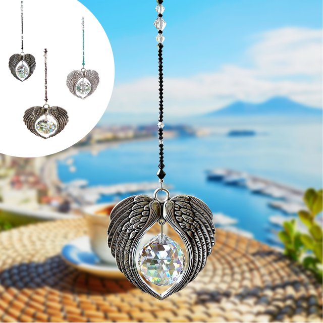 Xihbxyly Oferta Relampago Atrapasueños de Cristal con Plumas de Ángel, Atrapasueños de Cristal, Decoración Del Hogar, Colgante, Joyería