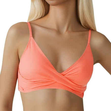XJDJHC Bikini Tops For Women Fashion Sexy Solid Color Push Up Swimsuit Women s Beach Vacation Top Beach Vacation Clothes