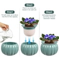 thumbnail image 5 of EFISPSS  African Violet Pot ,6" Ceramic Pumpkin  Easy Self Watering Flower Pot, For Indoor Plants,Glaze Blue, 5 of 9