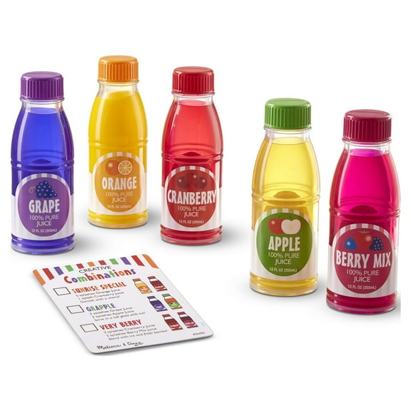 Melissa & Doug Tip & Sip Toy Juice Bottles and Activity Card (6 Pcs)