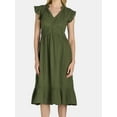thumbnail image 4 of Time and Tru Women's and Women's Plus Double Cloth Midi Dress, Sizes XS-4X, 4 of 5