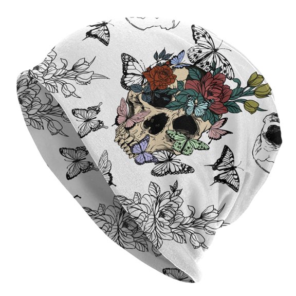 Flower Sugar Skull Beanie Chemo Hat Cancer Headwear Skull Hat Knitted Hat Nightcap Skull Cap for Women Men