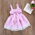thumbnail image 4 of Dooleck Kids Little Girl Sleeveless Dresses Plaid Printed Strap Princess Lace Dress, 4 of 8