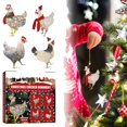 thumbnail image 2 of Mikhai Clearance 4 Pcs Christmas Tree Chicken Ornament,3.1 Inch Rooster with Scarf for Xmas Tree 2D Flat Acrylic Chicken Hanging Pendants for Car Rearview Mirror Backpacks Christmas Decoration, 2 of 8