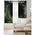 thumbnail image 2 of 3D Optical Illusion Blackout Curtains 63 Inches Long, Visual Trap Looks Like Holes Green Grey Thermal Insulated Black Out Curtains, Darkening Window Curtain for Bedroom Living Room 52"x63" 2 Panels, 2 of 9