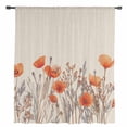 thumbnail image 2 of Orange Spring Floral Semi Sheer Curtains Drapes for Living Room, Bedroom, French Doors Window 63 Inches Long, Watercolor Farmhouse Botanical Rod Pocket Chiffon Curtain Drapery Voile Draperies Panel, 2 of 6