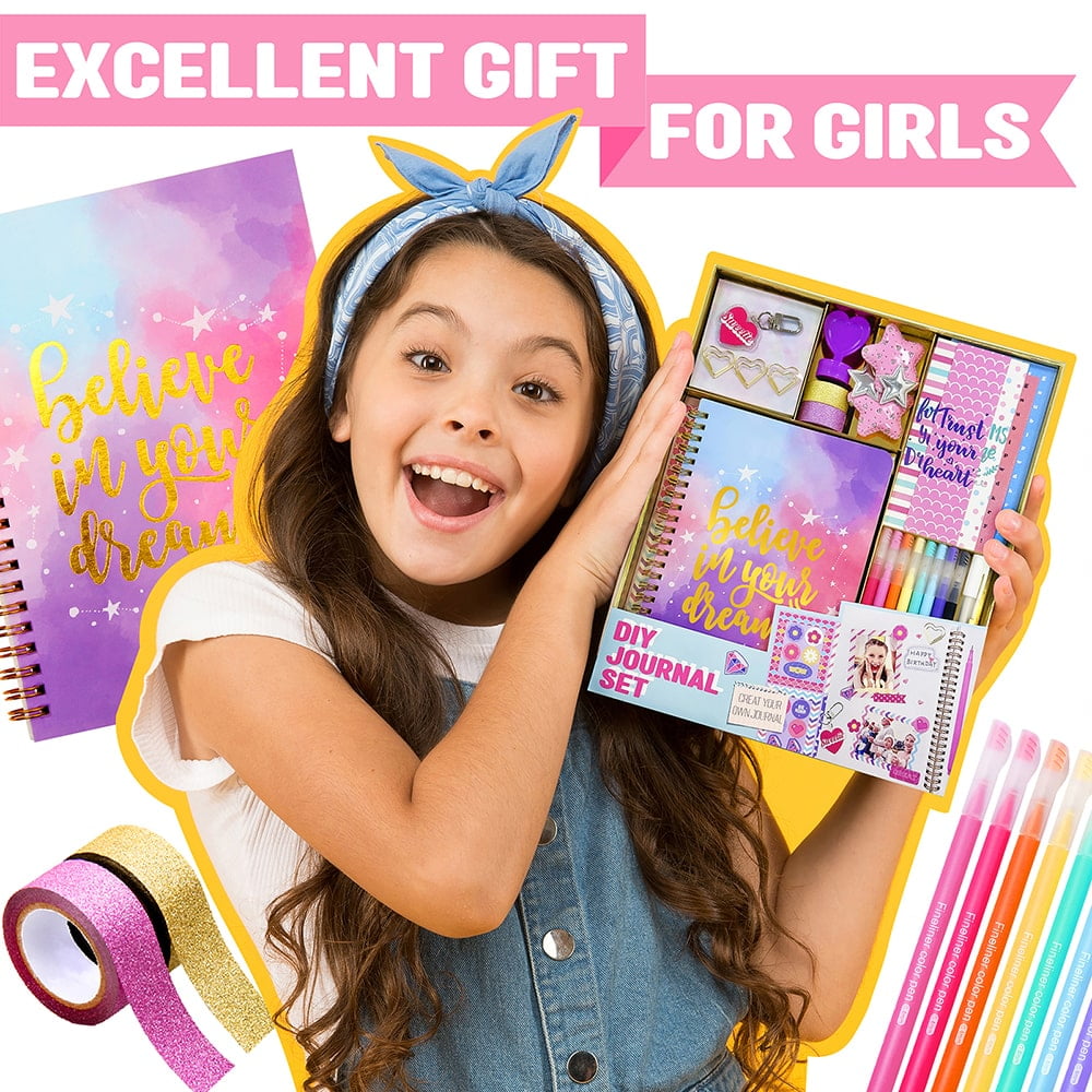 HTAKE 6" x 8" DIY Journal Scrapbooking Kit, Girls 8+ 29 Pieces