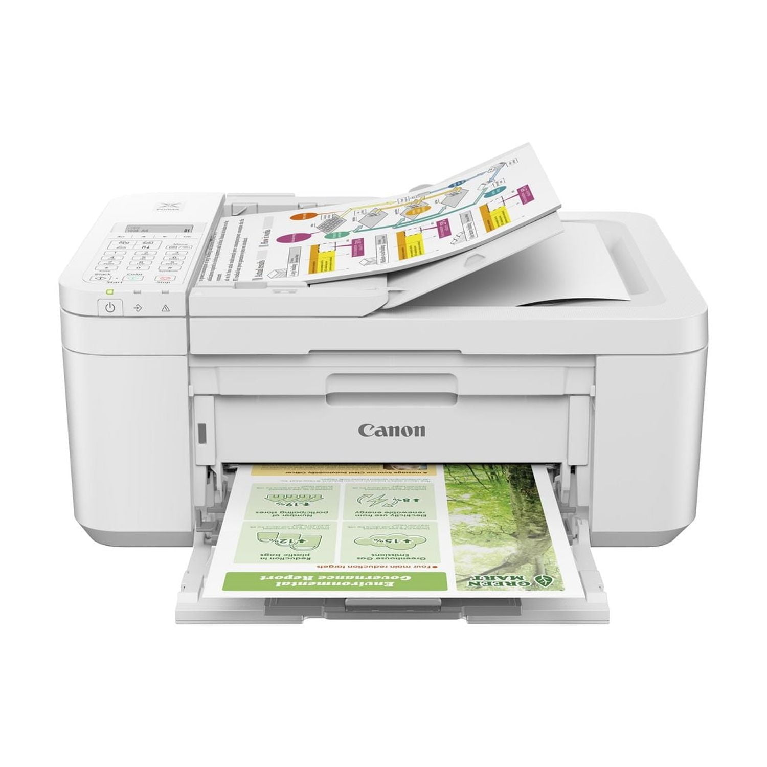 Canon PIXMA TR4723 Wireless Color All-in-One Inkjet Printer, White - Print Copy Scan Fax - 4800 x 1200 dpi, Auto 2-Side Printing, 20-Sheet ADF, 2-Line LCD Display, Tillsiy