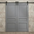 thumbnail image 6 of Modern Double Barn Door 60 x 80 inches | Ego 5012 Painted Grey Oak | 13FT Rail Track Set | Solid Panel Interior Doors, 6 of 6