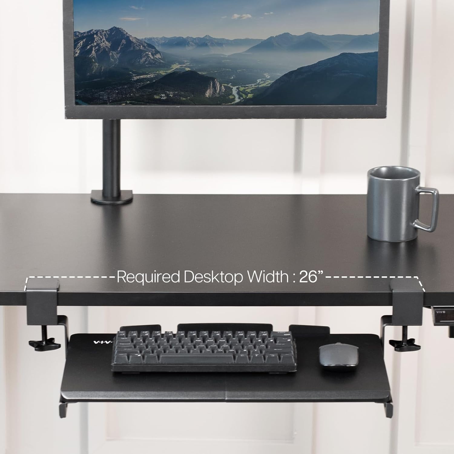 Under Desk Keyboard Tray Pull Out with Sturdy C Clamp Mount System 20 Inch Slide-Out Platform Computer Drawer for Typing Ergonomic Black