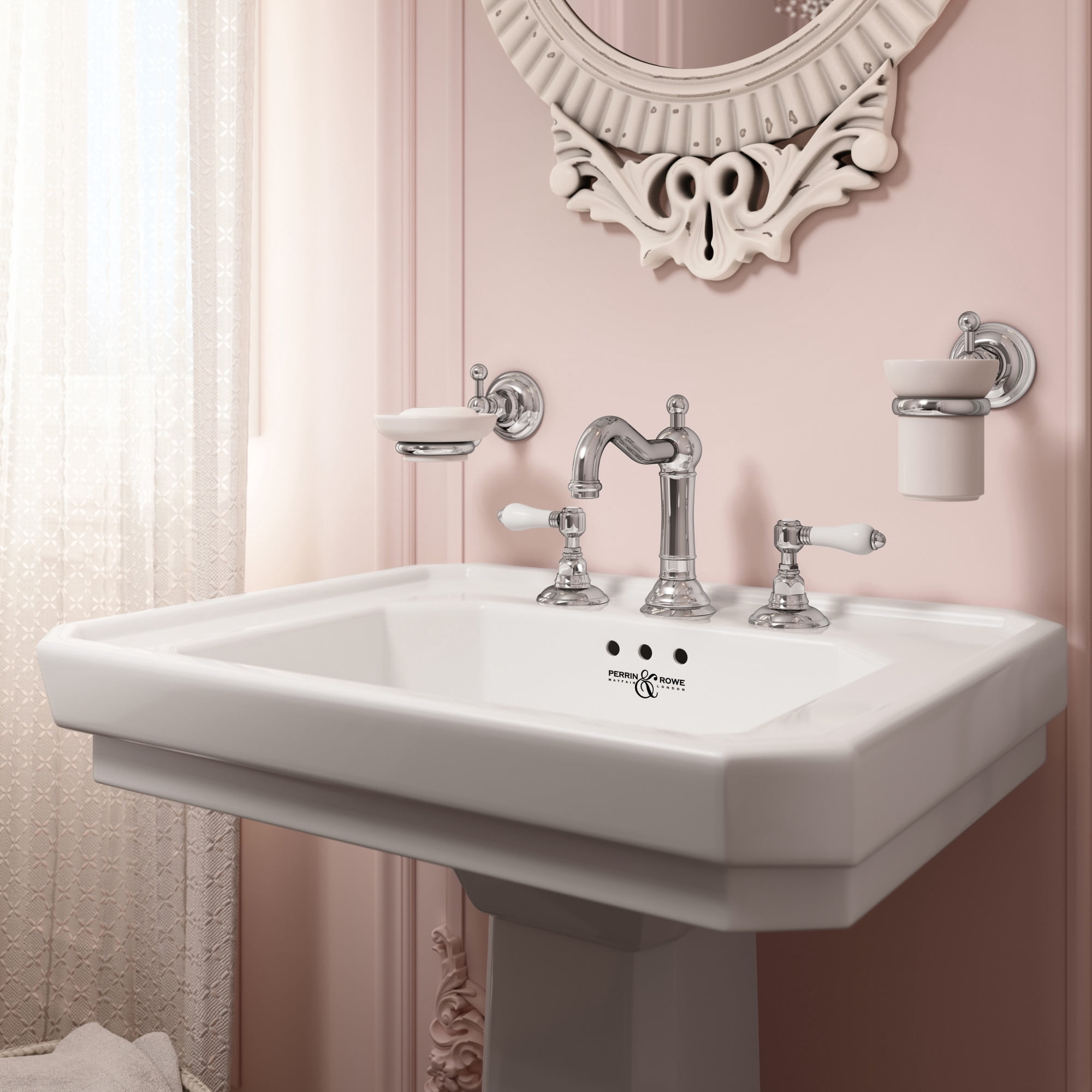 Rohl Italian Bath Wall Mounted Soap Dish Holder In Polished Nickel With White Porcelain Tray