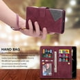 thumbnail image 5 of ELEHOLD Case for iPhone 16,  Large Space PU Leather Wallet Case with Zipper Pocket & Kickstand & Wrist Strap,Winered[Color], 5 of 6