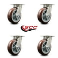 thumbnail image 2 of 6 Inch Kingpinless Poly on Polyolefin Wheel Swivel Top Plate Caster Set of 4 SCC, 2 of 2