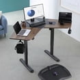 thumbnail image 3 of FITUEYES Bureau Électrique en Forme de L 36 x 35 Pouces Hauteur Réglable Bureau d'Angle Assis-Debout Table de Bureau à Domicile, Cadre Brun Foncé + Noir, 3 of 6