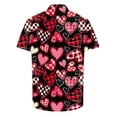 thumbnail image 4 of Valentine T-Shirt for Men Heart Printed Short Sleeved Lapel Shirt,Valentines Gift Ideas for Him Shirt, 4 of 5