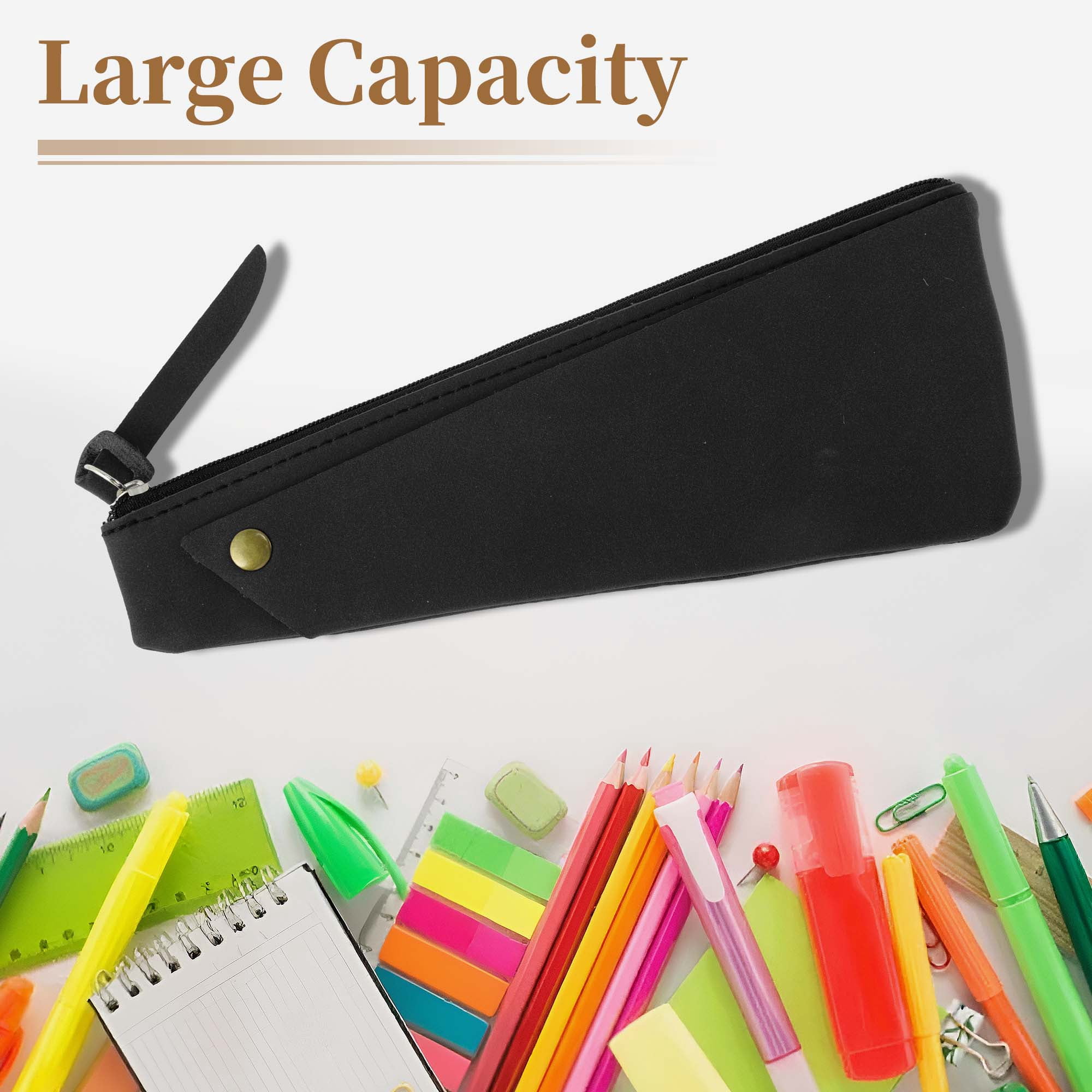 Unique Bargains Frosted Irregular Shape Style Pen Bag Organizer Black