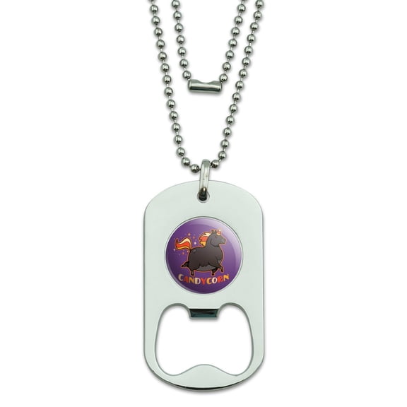 Candycorn Candy Corn Unicorn Halloween Military Dog Tag Bottle Opener Pendant