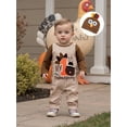 thumbnail image 6 of BemeyourBBs Thanksgiving Baby Boy Outfit Romper Plaid Overall Pants Turkey Hat, 6 of 9