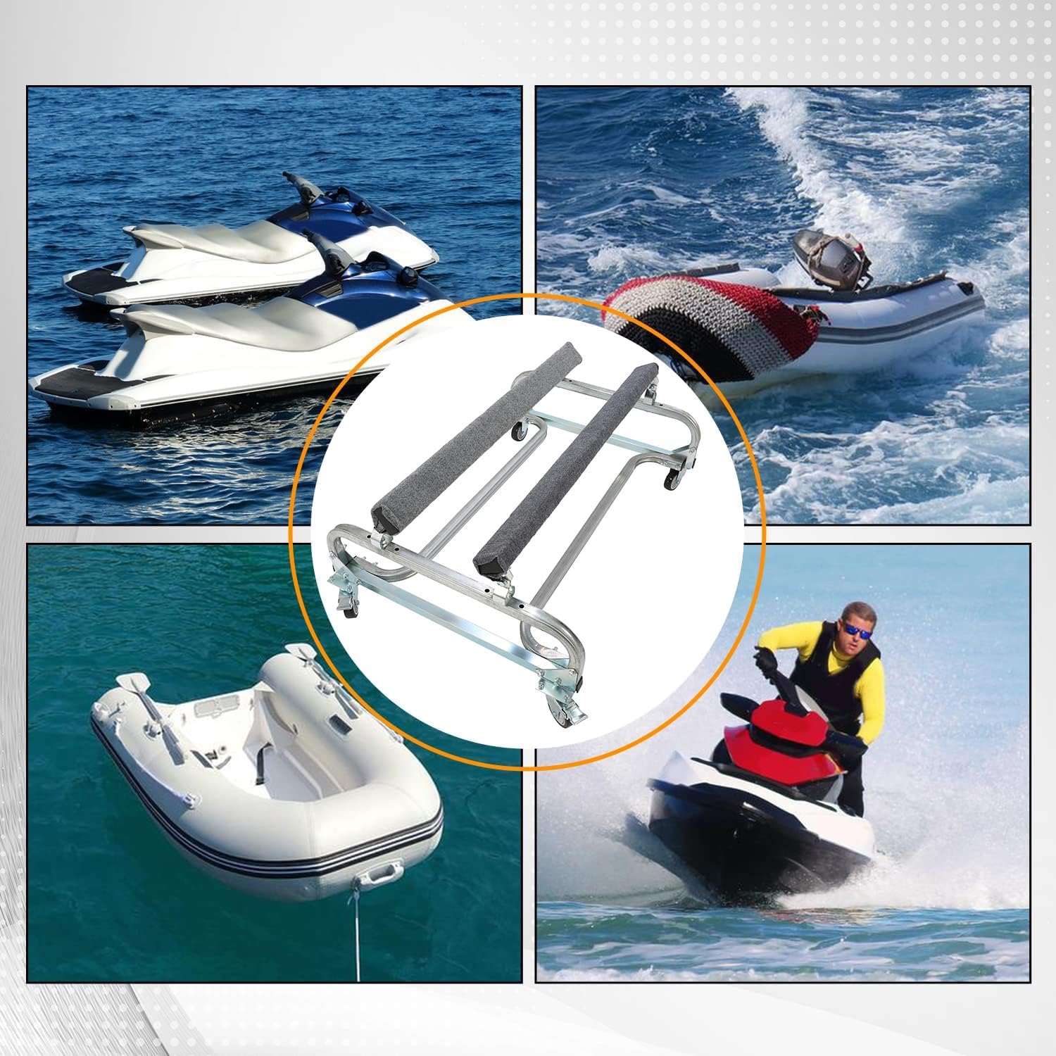 NEVERLAND Heavy Duty Trailerable PWC Cover - Fits Most Seadoo, Yamaha, Kawasaki Jet Skis (2023 Model, Black/White)