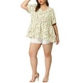 thumbnail image 2 of Agnes Orinda Women's Plus Blouse Floral Layered Flare Hem Casual Peplum Tops, 2 of 6