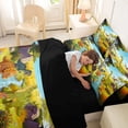 thumbnail image 4 of Feelyou Cartoon Dinosaur Bedding Comforter Set for Kids, Nature Jungle Wildlife Queen Bedding Sets, Green Blue, Black Reversible, 7pcs, 4 of 7