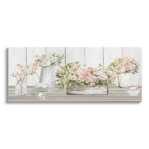 Stupell Industries Farm Table Bouquet Still Life Lush Pink Florals, 30 x 13, Design by Patricia Pinto