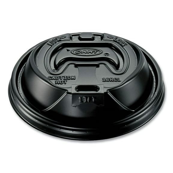 Dart Optima Reclosable Lid, Fits 12 oz to 24 oz Foam Cups, Black, 100 Pack, 10 Packs/Carton