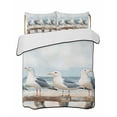 thumbnail image 2 of Quilts Twin Size, Coastal Seagull Soft Comforter Bedding Set for Bed, Summer Beach Ocean Bird Watercolor Lightweight Quilted Bedspread with Pillow Cover(2 Pieces) for All Season, 68x86 Inch, 2 of 6
