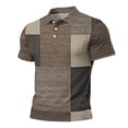 thumbnail image 7 of Garbnen Mens Polo Shirts Short Sleeve Plaid Color Block Collared Men's Henley Shirts Lightweight Breathable Casual Summer Beach Travel Golf Shirts for Men Brown XL, 7 of 7
