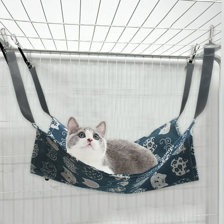Kumdkd Hammock for Cats Hanging Cat Bed Cat Hammock for Cage with Adjustable Straps and Metal Hooks Double Sided Hanging Bed for Small Dogs Rabbits(Black)