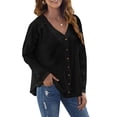 thumbnail image 3 of Top De Mujer, Cárdigan De Punto Para Mujer Con Cuello En V Para Niñas Para Principios De Otoño ANGGREK Negro M, 3 of 6