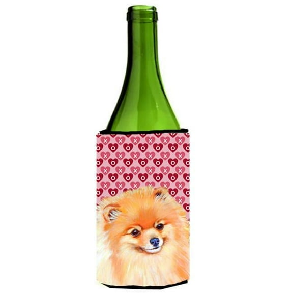 Pomeranian Hearts Love and Valentines Day Portrait Wine bottle sleeve Hugger