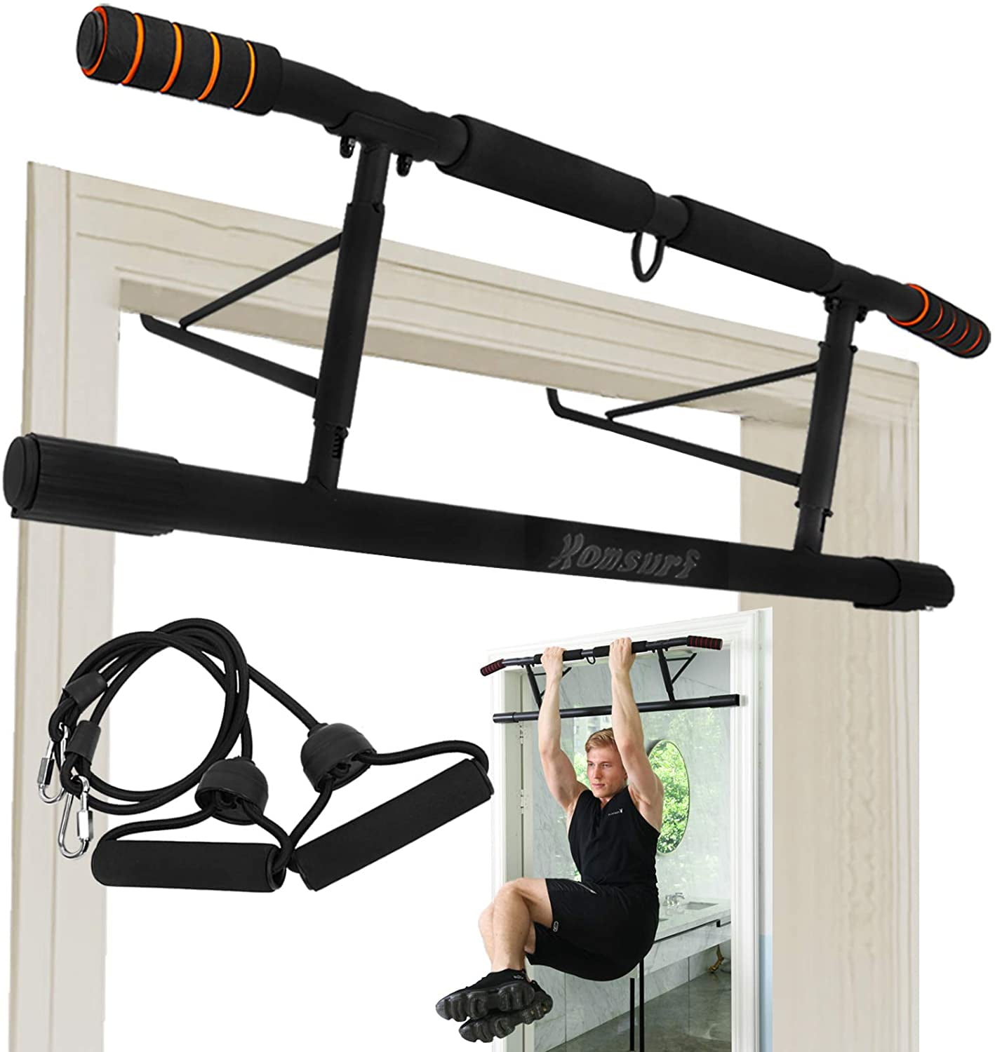 Kilometers joggen donor KOMSURF Pull Up Bar for Doorway, Pullup Bar for Home, Multifunctional Chin  Up Bar, Portable Fitness Door Bar, Body Workout Gym System Trainer -  Walmart.com