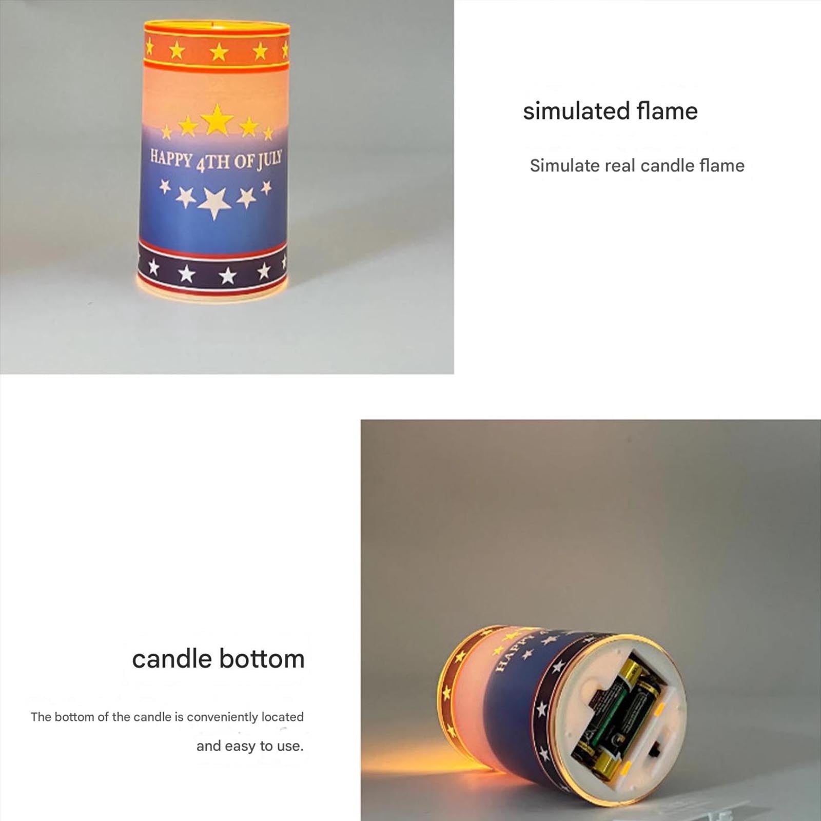 geerera 3Pcs 4th of July Patriotic LED Flameless Candles with Remote, USA Flag Electronic Candle Lights Set for Independence Day, Memorial Day & Patriotic Events Decor