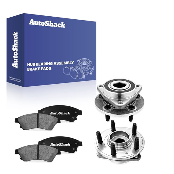 AutoShack Front Ceramic Brake Pads & Hub Bearing Assemblies for Chevrolet, Cruze 2011-2015 Cruze Limited 2016, FWD L4 1.4L 1.8L - 5-Lug, with ABS