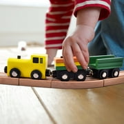 Fun Little Toys 77PCS Wooden Farm Train Set, Magnetic Wood Track with Barn Farm Animals Trees, Expandable Educational Toy, Non-Toxic Wooden Playset, Birthday Christmas Gift for 3-7 Boys Girls
