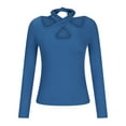 thumbnail image 5 of tarylea Going out Tops for Women Cross Front Bandage Ribbed Tops Long Sleeve Slim Fitted Shirts Casual Cute Tops, 5 of 7