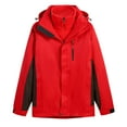 thumbnail image 2 of VBTAPA Big and Tall Rain Jackets for Men Waterproof 3 in 1 Ski Jacket Warm Winter Coat Outdoor Windproof Raincoat with Removable Fleece Liner and Hood Red XXXXL, 2 of 3