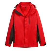 CHEEREAM Men's Winter Skiing Jackets Waterproof Fleece Coats Insulated Thermal Snowboard Jacket Parka Raincoat with Hood Red S