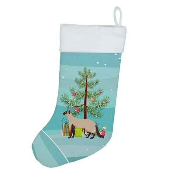 Colorpoint Longhair #3 Cat Merry Christmas Christmas Stocking 13.5 in x 18 in