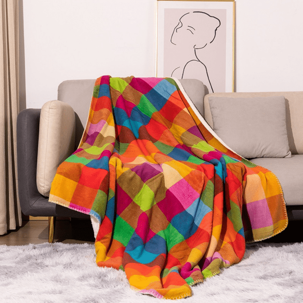 Aveki Sherpa Fleece Blanket Throw Size 50 x60 Plush Throw Fuzzy Super Soft Reversible Microfiber Flannel Blankets For Couch Bed M01